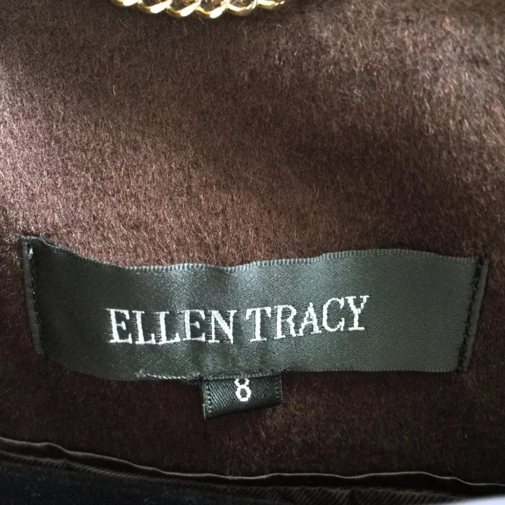 NWT ELLEN TRACY Wool Blend Coat Hooded w/Fox Fur 8 - Picture 4 of 5